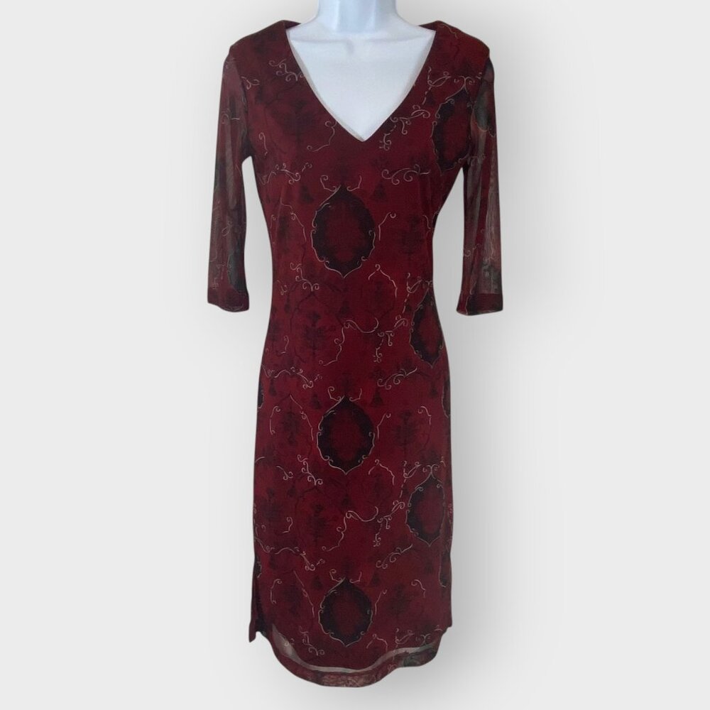 Vtg 90s Y2K La Belle Dress | M | Red Floral | USA | Dark Fairy Grunge Whimsigoth